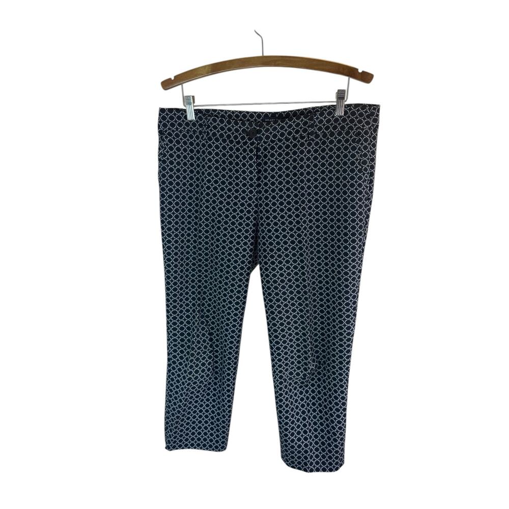Hilary Radley Black Geometric Print Cropped Pants Sz10 Stretch Cotton Blend EUC